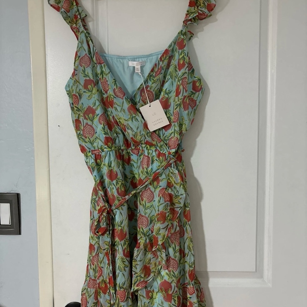 LC Lauren Conrad Green Floral Mini Dress